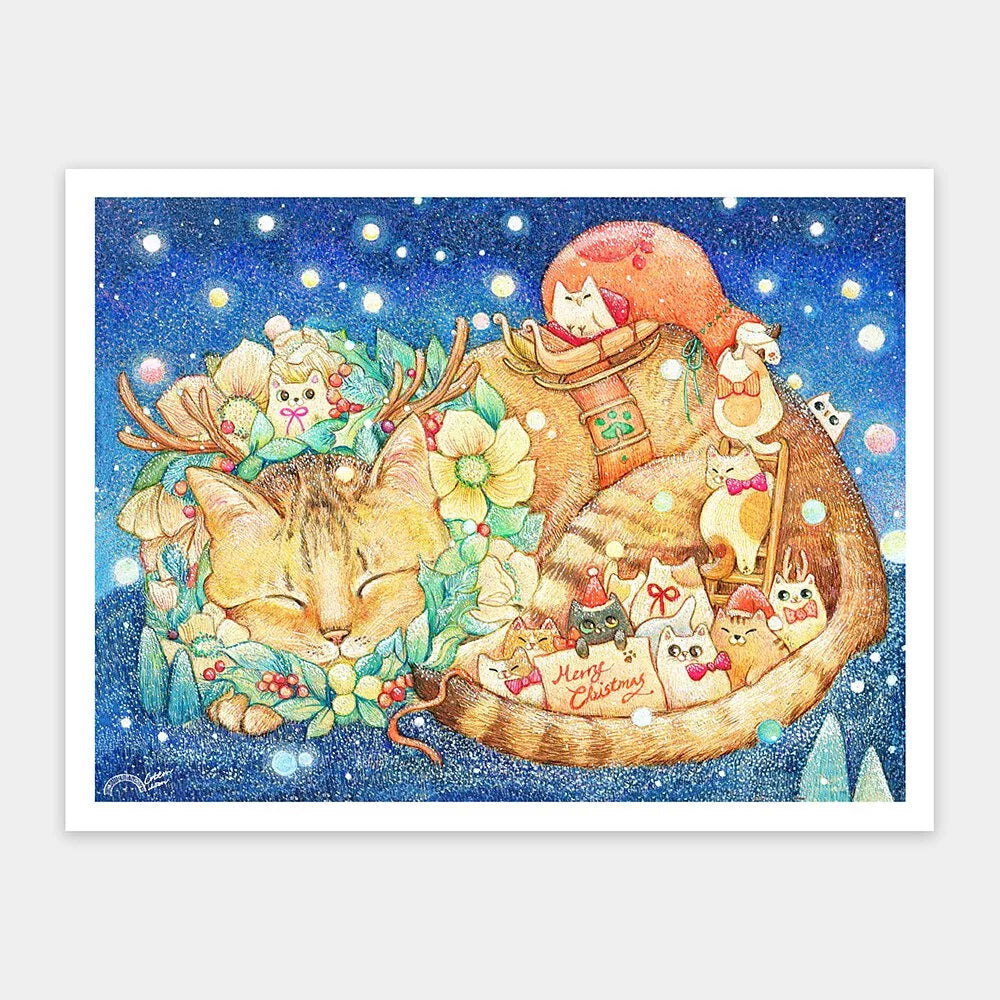 Cotton Lion - Christmas Night & Cats - 棉花獅 - 聖誕夜與貓 - 1200pcs