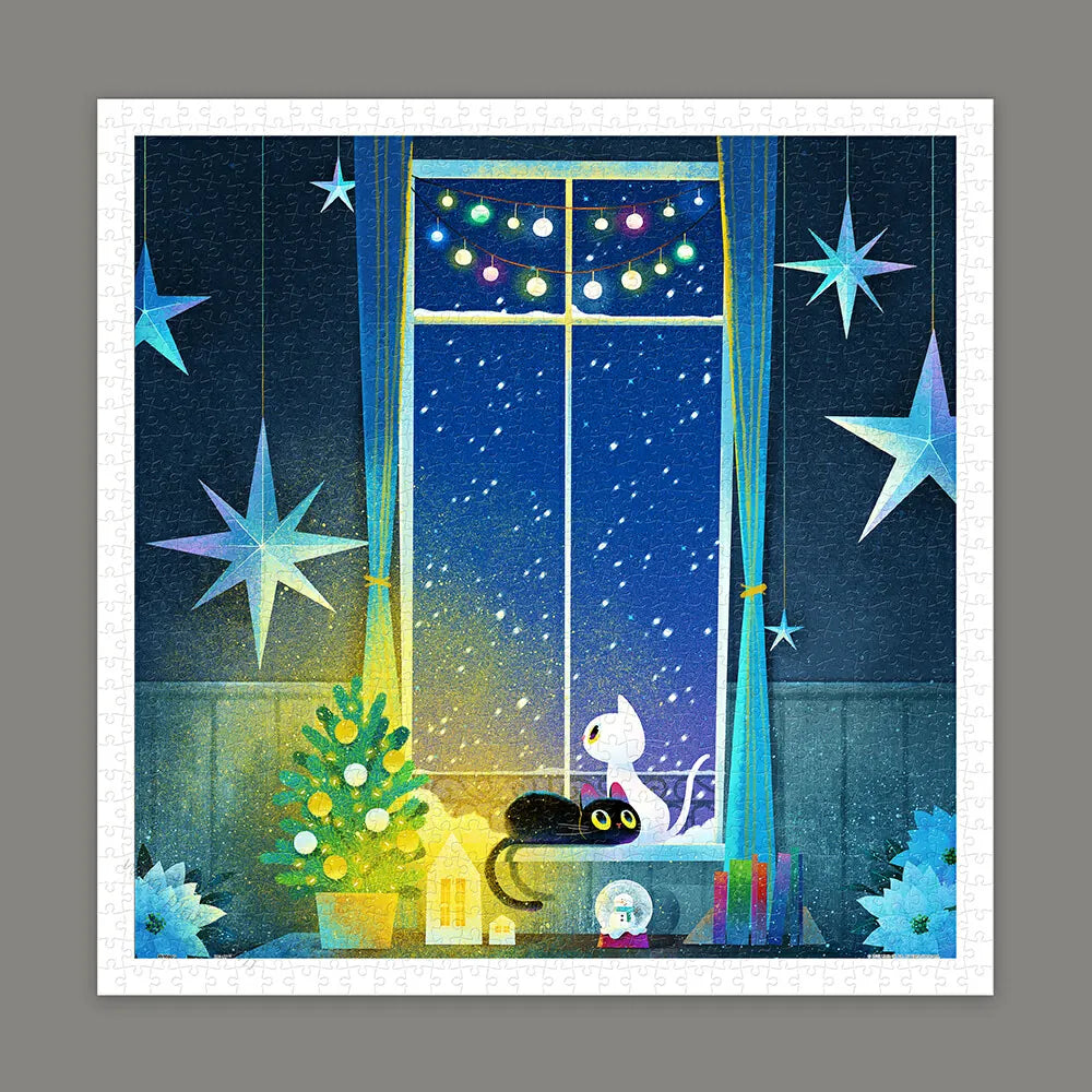 Little Oil Art - Kittens at The Window 小油畫 - 窗邊的貓 - 900pcs