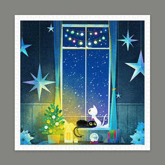 Little Oil Art - Kittens at The Window 小油畫 - 窗邊的貓 - 900pcs